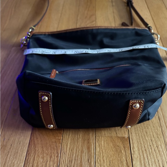 Dooney & Bourke Black with Brown Nylon Crossbody Hobo Bag.   NWOT - Picture 3 of 10